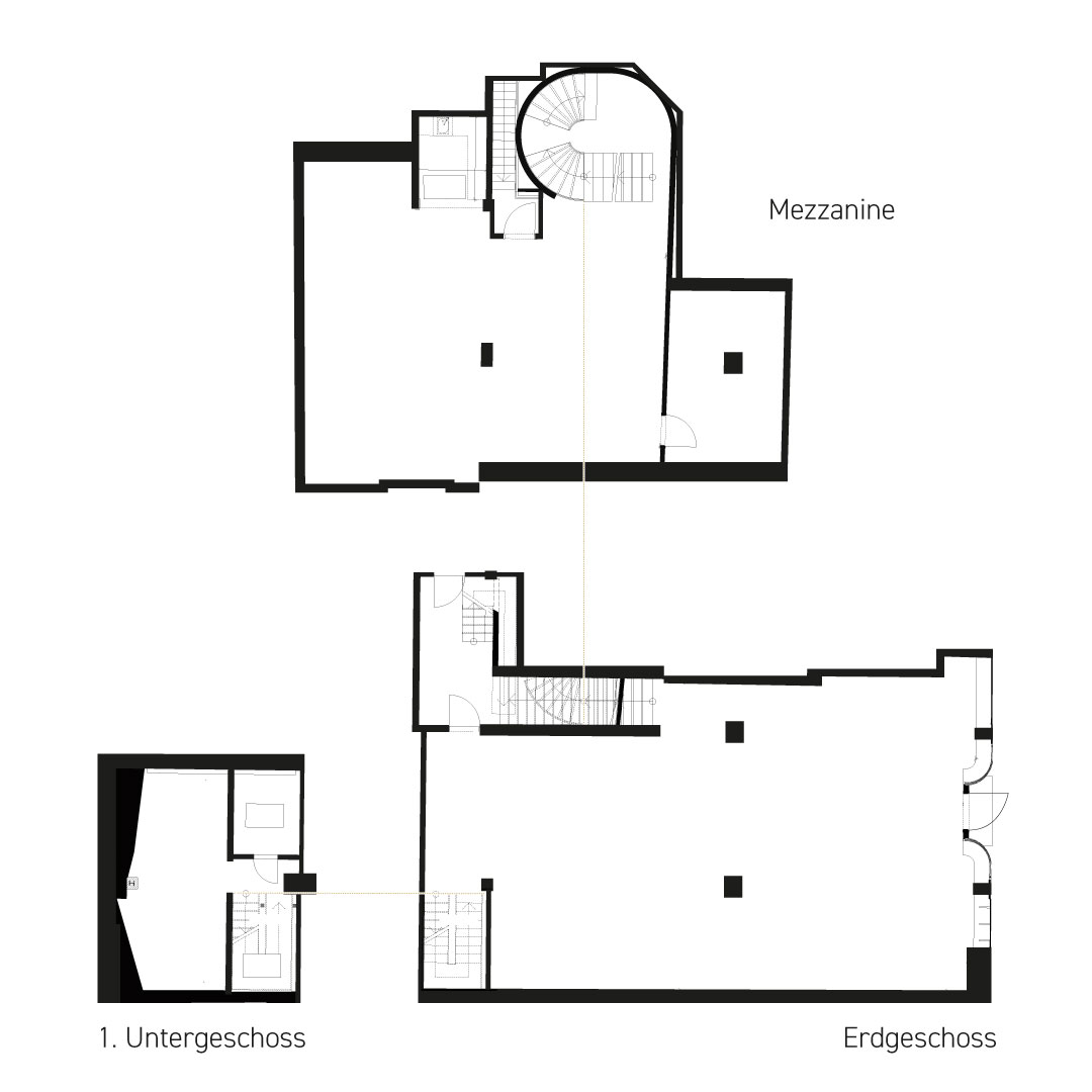 Retailfläche BGH 3: Erdgeschoss, Mezzanine und 1. Untergeschoss